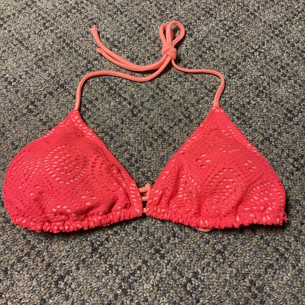 No Boundaries Coral Orange Pink String Bikini Top * Size M (7-9)